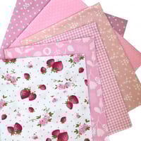 6 قطع قماش وردي فراولة 40x50 سم