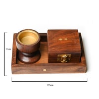 طقم مبخرة دائرية مع قاعدة و علبة خشب هندي