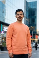 سويت شيرت قطن فاخر برتقالي فاتح بدون قبوع سادة