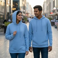 بلوفر رجالي قطن سماوي فاتح سادة