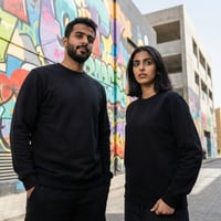 سويت شيرت ربيعي قطن اسود بدون قبوع سادة