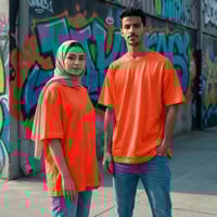 تيشيرت برتقالي قطن اوفر سايز فاخر سادة