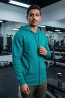 بلوفر قطن فاخر نعناعي بيسك سحاب سادة