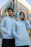 بلوفر قطن فاخر قماش ماركة سماوي فاتح سادة