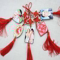 تعليقة مرايا خشب للسيارة سبلميشن مع شرابة سادة