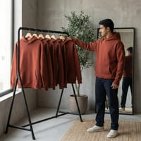 بلوفر اوفر سايز سادة للطباعة جملة - بني جذعي قطن ف...