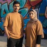 تيشيرت قطن كموني فاتح اوفر سايز فاخر سادة