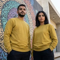 سويت شيرت قطن فاخر كموني غامق بدون قبوع سادة