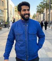 جاكيت بومبر قطني كاجوال بجيوب سحاب جانبية - أزرق م...