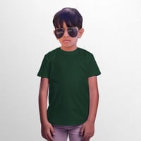 تيشيرت قطن اطفال زيتي غامق بيسك فاخر سادة