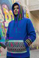 بلوفر قطن ازرق قماش ثقيل مع سدو سادة