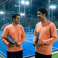 سويت شيرت قطن فاخر برتقالي فاتح بدون قبوع سادة