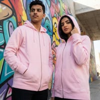 بلوفر قطن فاخر قماش ماركة سحاب وردي سادة