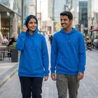 بلوفر "ازرق ملكي سادة" أوفر سايز قطن 340 GSM للمطا...