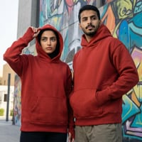 هودي اوفر سايز رجالي قطن برتقالي غامق سادة