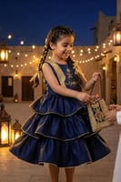 فستان رمضان كحلي مزخرف بتصميم تراثي فاخر لقرقيعان...