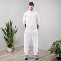 طقم بنطلون وبلوفر اوفر سايز ابيض