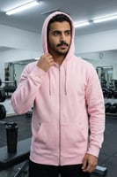 بلوفر قطن فاخر قماش ماركة سحاب وردي سادة