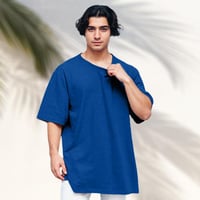 تيشيرت قطن كحلي اوفر سايز فاخر سادة