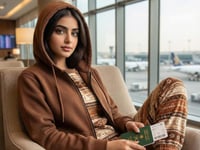 بلوفر قطن فاخر بني بيسك سحاب سادة