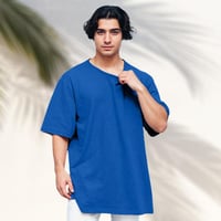 تيشيرت ازرق قطن درجات الفاتح اوفر سايز فاخر سادة