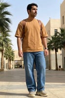 تيشيرت قطن كموني فاتح اوفر سايز فاخر سادة