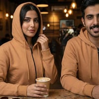 بلوفر قطن فاخر كموني بيسك سحاب سادة