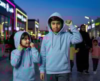 بلوفر سماوي غامق قطن فاخر اطفال سادة