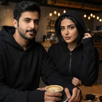 بلوفر سحاب قطن فاخر اوفر سايز اسود بيسك سادة