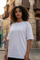 تيشيرت ابيض ساده قطن اوفر سايز فاخر