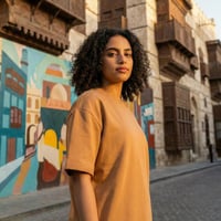 تيشيرت قطن كموني فاتح اوفر سايز فاخر سادة