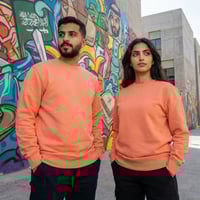 سويت شيرت قطن فاخر برتقالي فاتح بدون قبوع سادة