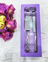 طقم سكين وشيال فضي فاخر بتصميم LOVE لحفلات الزفاف...