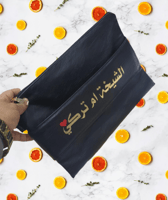 شنطة يد باوتش جلد مزخرفة اسود 30 * 22 سم