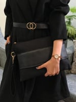 شنطة يد باوتش قماش اسود 30 * 22 سم