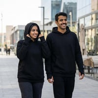 بلوفر قطن فاخر اوفر سايز اسود مبطن فرو سادة