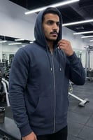 بلوفر قطن فاخر سحاب قماش ماركة نيلي فاتح سادة