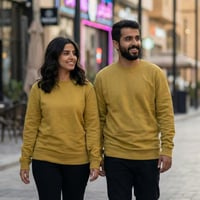 سويت شيرت قطن فاخر كموني غامق بدون قبوع سادة