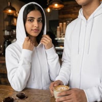 بلوفر قطن فاخر ابيض بيسك سحاب سادة