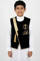 سديري بشت ولادي سادة أسود نقشة زجزاج ذهبي فخم يوم...