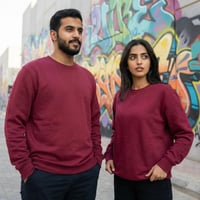 سويت شيرت قطن فاخر عنابي بدون قبوع سادة