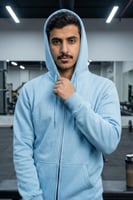 بلوفر قطن فاخر سماوي بيسك سحاب سادة