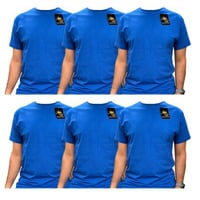 نص درزن (6) حبات تيشيرتات قطن فاخر ازرق مقاسات مخت...