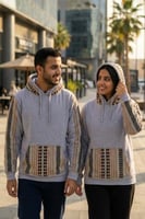 بلوفر قطن رصاصي مخلوط قماش ثقيل مع سدو سادة