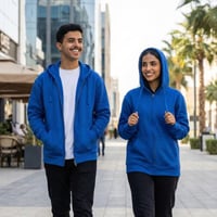 بلوفر قطن فاخر قماش ماركة سحاب ازرق سادة