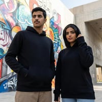 بلوفر قطن فاخر اوفر سايز اسود مبطن فرو سادة