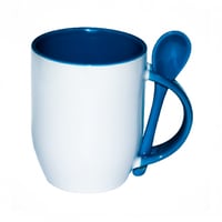 كوب ملون ازرق مع ملعقة 11 اونص