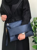 شنطة يد باوتش جلد ناعم كحلي 30 * 22 سم