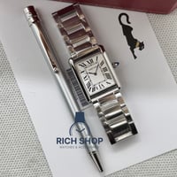 طقم ساعة كارتير تانك سولو وقلم كارتير نحيف فضي