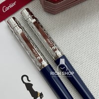 قلم كارتير سانتوس فضي على كحلي مزخرف